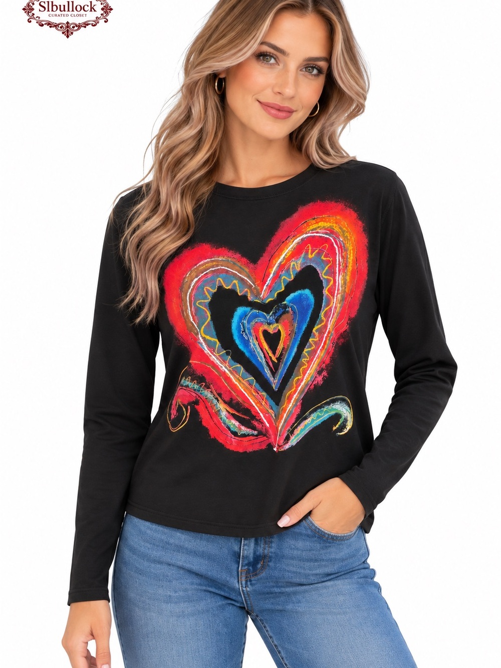 T21 Chico’s 100% Cotton Embroidered Heart Long Sleeve Top Size 2 Large